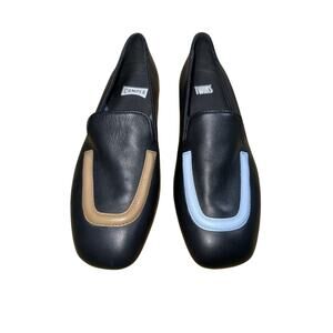 Camper Twins Black Leather Loafers Ballet Flats Mismatched Accents US 7.5 Shoes